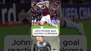 John McGinn goal reaction vs Bologna avfc championsleague McGinn reaction football bologna [upl. by Ridgley]