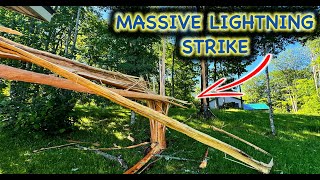 Caught On Video Massive Lightning Strike Destroys Large Tree Close To My House [upl. by Odracir]