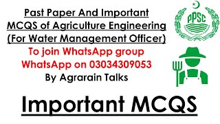 Agriculture Engineering Past Paper MCQs  AGRARIAN TALKS [upl. by Anana]