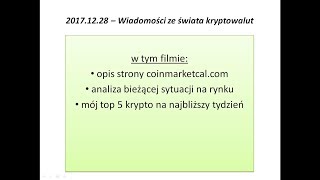 20171228  Wiadomości ze świata kryptowalut [upl. by Ominorej]