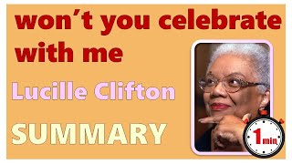 wont you celebrate with me  Lucille Clifton  Summary in 1 minute A06 Kaleidoscope  MURUKAN BABU [upl. by Mordecai]