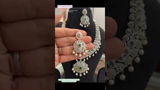 GJ Polish Diamond Finish Necklace Set With Earrings for booking contact6281080007 necklace bridal [upl. by Ennazzus]