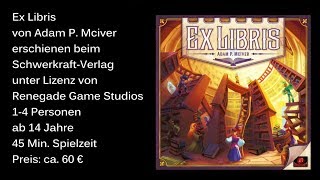 Ex Libris vom SchwerkraftVerlag  Review inkl Let´s Play  Die Brettspieltester [upl. by Ibbison]