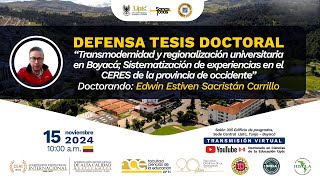 Defensa Tesis Doctoral Edwin Sacristán Carrillo CADE Uptc [upl. by Nonnek]