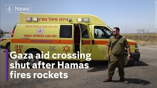 IsraelGaza border crossing closed after Hamas fires rockets [upl. by Joacima686]