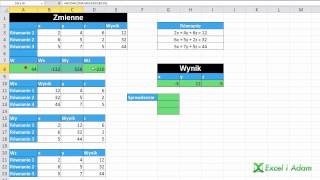 Excel  Rozwiązanie równań z 3 niewiadomymi  Metoda wyznaczników  porada 150 [upl. by Aihseken]