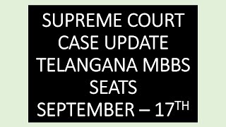 TELANGANA NEET COUNSELLING 2024  SUPREME COURT CASE UPDATE  TELANGANA MBBS SEATS neet2024 neet [upl. by Aikem]