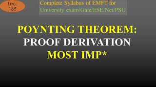 EMFT  Lec 165  Mathematical Proof of Poynting Theorem  R K Classes  Join Telegram Channel 4 PDF [upl. by Shien]