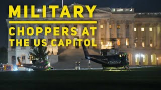 Military and police helicopters land at the US Capitol this evening [upl. by Cortney222]