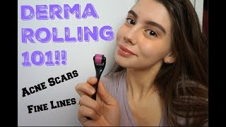 DERMA ROLLING 101 Acne Scars Fine Lines Sun Spots♡ [upl. by Aiello777]