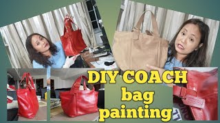 DIY LEATHER COACH BAG RECOLORING  ANGELUS LEATHER PAINT [upl. by Cathe]