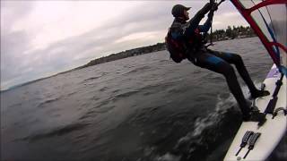 Windsurfing Fanatic Megacat 380 10302013 Lake Washington [upl. by Mich768]