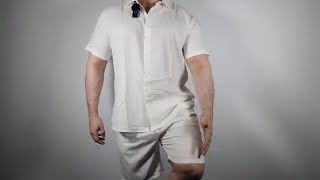 Mens Summer Beach Outfits 2 Piece Short Sleeve Shirts and Shorts Vacation Set Review [upl. by Nanah]