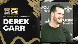 Derek Carr previews Week 3 against Green Bay Packers  New Orleans Saints [upl. by Otsedom]