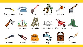 List of Garden Tools in English for Beginners  Vocabulary of Garden  List of Gardening Tools [upl. by Akiehsat800]