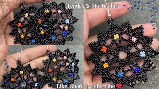 Hermosos aretes de 14 pétalos con mostacillas checas Paso a paso Fácil y sencillos❤️ mostacillas [upl. by Ttej197]