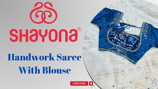 beautiful handwork saree and blouse tissue dola silk saree shayona Ahmedabad  saree online [upl. by Lleira]