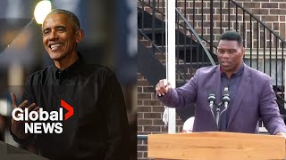 Obama roasts Herschel Walker over quotwerewolvesquot comment [upl. by Elyrad47]