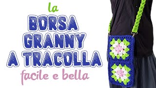 uncinetto facile  mini borsa con le mattonelle granny di fettuccia [upl. by Lehplar669]