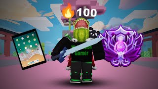 Road to Nightmare as the 1 MOBILE PLAYER Roblox Bedwars pt4 [upl. by Auos]