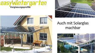 Terrassenüberdachung selber bauen mit Glas oder Solarglas einlage [upl. by Ahsirk93]