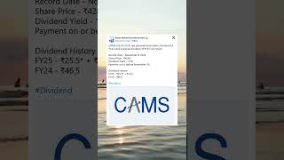 CAMS Ltd has declared 2nd Interim Dividend and a Special Dividend for FY25 StockMarket Dividend [upl. by Whittemore]