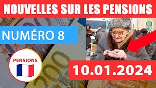 8 ACTUALITÉS DES RETRAITES EN FRANCE 09 01 2024 Pensions Paiements Allocations Avantages [upl. by Gaspard]