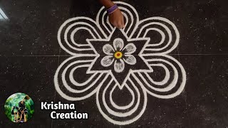 Easy Padi Kolam Design with 5x3 dots  Simple Padi Kolam  Beautiful Rangoli  Padi kolam Muggulu [upl. by Jepum]