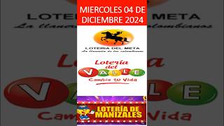 quot🎯 LOTERIA DEL META  VALLE  MANIZALES  NÚMEROS SUGERIDOS¡ MIERCOLES 4 de diciembre 2024 shorts [upl. by Emilee]