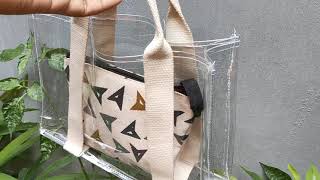 DIY HOW TO SEWING SIMPLE MICA PVC BAG Cara menjahit tas mika kombinasi tali webbing [upl. by Idham]