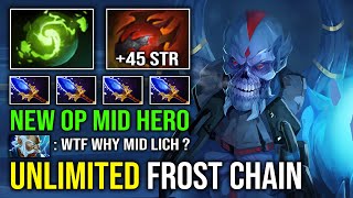 NEW OP MID HERO 1 Shot Unlimited Frost Chain with Heart of Tarrasque Refresher Lich Mid Dota 2 [upl. by Earized731]