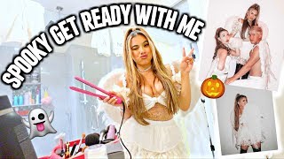 Spooky Get Ready With Me For Halloween CHARLIES ANGELS ARIANA GRANDE COSTUME [upl. by Kial]