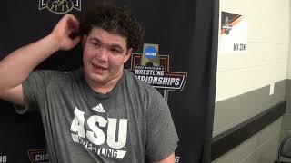 Cohlton Schultz Arizona State after Quarterfinals at 285 pounds at 2022 NCAA Championships [upl. by Nigam]