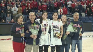 Gonzaga womens basketball team honors five seniors [upl. by Nyrat677]