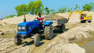 Swaraj Mahindra Sonalika Tractors Loading Sand by Jcb 3dx  Tractor Fully loaded trolley  Ep 184 [upl. by Tdnarb557]