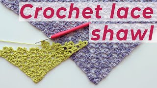 Crochet a lace shawl Lacy corner to corner technique [upl. by Shaer]