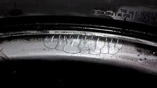 Cracked wheel on a car rim leaking air [upl. by Foulk841]