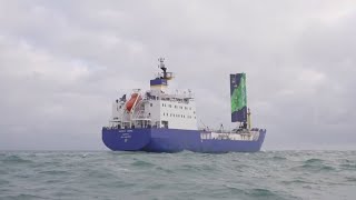 Hightech sail being tested on cargo ship off UK coast [upl. by Cannell]