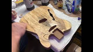 TruOil first coat on spalted maple top with SECRET TIPS not actually secret [upl. by Niple]