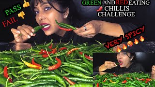 EATING CHILLIES CHALLENGE  VERY SPICY CHILLI ASMR  GREEN AND RED CHILLIES  MUKBANG [upl. by Eyram198]