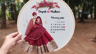 Front Face Couple Hoop with Free Pattern ❤️ Calendar Hoop Embroidery tutorial for Beginners [upl. by Reginauld390]