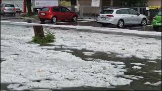 Winter in summer in Germany  An exceptional hailstorm covers Reutlingen today [upl. by Zechariah]