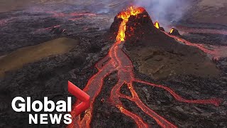 Iceland volcano eruption offers quotmost beautifulquot lava show [upl. by Batty]