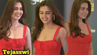 Tejasswi Prakash Looking Ravishing In Red One Piece on Blue Carpet of Citadel Honey Bunny Screening [upl. by Rasure]