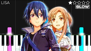 Sword Art Online OP 1  Crossing Field  LiSA  SLOW EASY Piano Tutorial [upl. by Nirrad621]