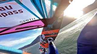 Föhnstorm windsurfing Kochelsee HD fighting against the elements  loosing it 60kn [upl. by Alarick]