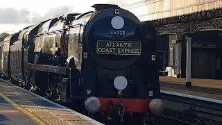 Trains at Taunton including 35028 clan line with jacobstrainadventures and Southweststeamfan [upl. by Hsemin]