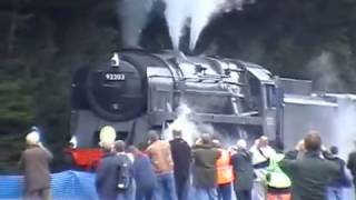 BR 9F 92203 Black Prince pulls a 1000 tonne ballast train [upl. by Hagep862]