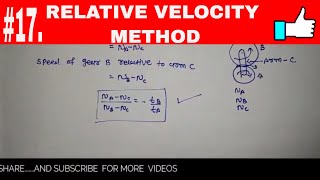 17IN HINDIRELATIVE VELOCITY METHOD FOR GEAR TRAIN [upl. by Kenley]