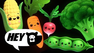 Hey Bear Sensory  Funky Veggies EXTENDED  Fun Animation with Music  Dance Video [upl. by Schrick]